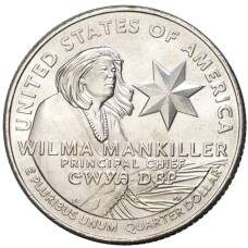 Монета 1/4 доллара (25 центов) 2022 года D США «Американские женщины — Вильма Манкиллер» (аверс)