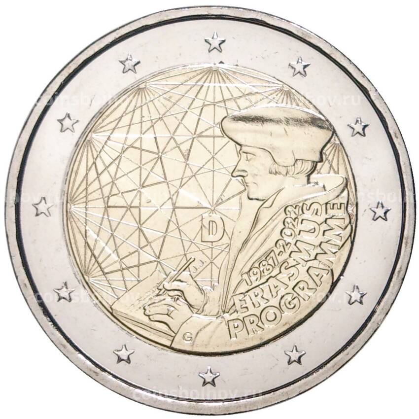 Монета 2 евро 2022 года Германия G —  35 лет программе Эразмус