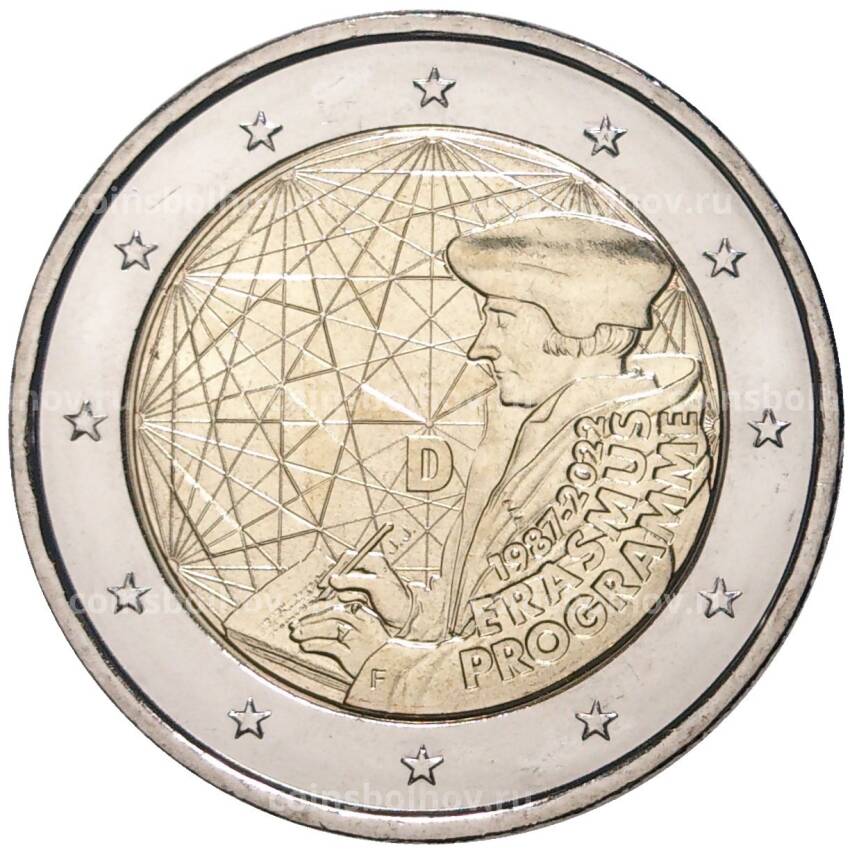 Монета 2 евро 2022 года F Германия —  35 лет программе Эразмус