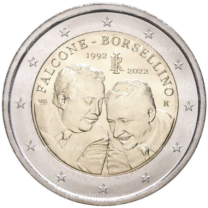 Монета 2 евро 2022 года  Италия —  30 лет со дня смерти судей Джованни Фальконе и Паоло Борселлино