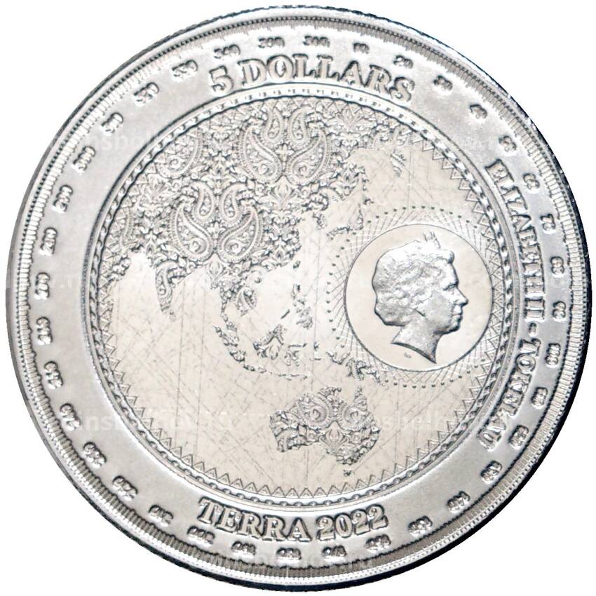 Монета 5 долларов 2022 года Токелау  —  Земля (вид 2)