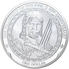 Монета 1 доллар 2021 года Новая Зеландия —  20-летие фильма Властелин Колец — Боромир (аверс)