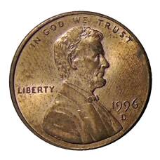 Монета 1 цент 1996 года D США (аверс)