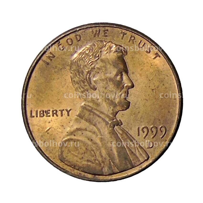 Монета 1 цент 1999 года D США