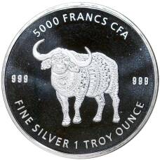 Монета 5000 франков 2020 года Чад  — Мандала — Буйвол (аверс)