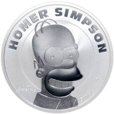Монета 1 доллар 2022 года Тувалу —  Симпсоны — Гомер Симпсон (аверс)