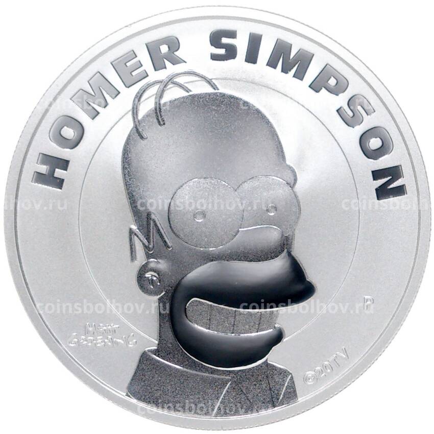 Монета 1 доллар 2022 года Тувалу —  Симпсоны — Гомер Симпсон