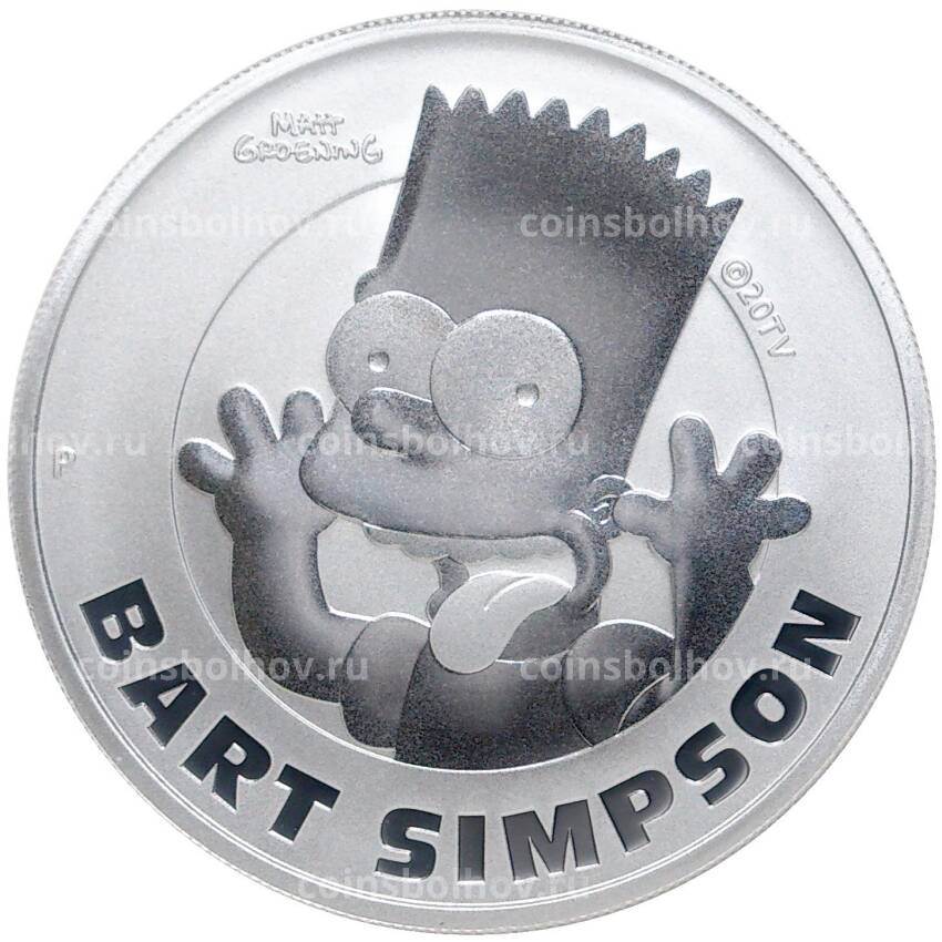 Монета 1 доллар 2022 года Тувалу —  Симпсоны — Барт Симпсон