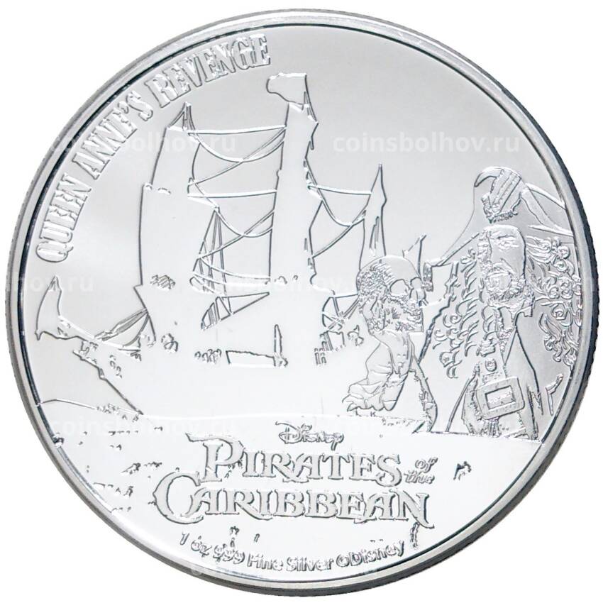 Монета 2 доллара 2022 года Ниуэ - Пираты Карибского моря - Месть королевы Анны