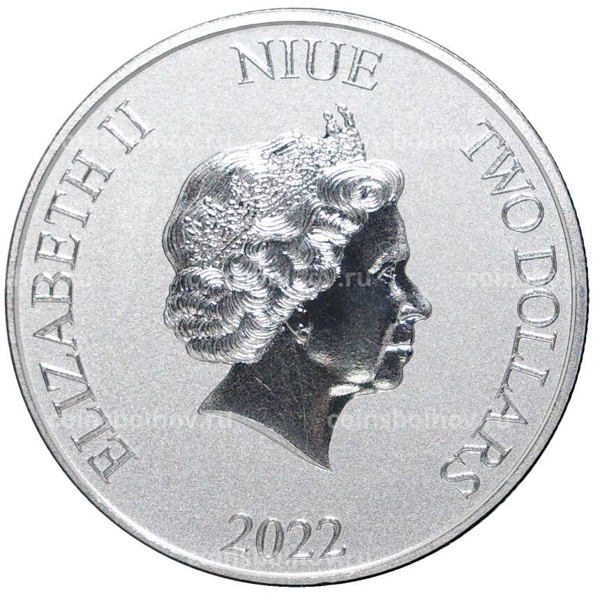 Монета 2 доллара 2022 года Ниуэ —  Дисней — Леди и Бродяга (вид 2)