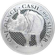Монета 1 фунт 2022 года Остров Святой Елены Дикая природа Индии — Носорог (аверс)