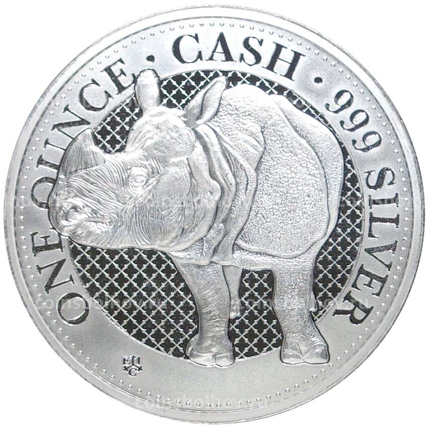 Монета 1 фунт 2022 года Остров Святой Елены Дикая природа Индии — Носорог