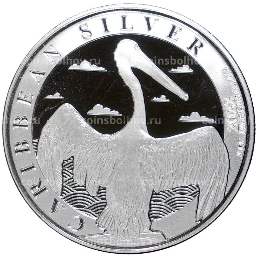 Монета 1 доллар 2022 года Барбадос — Карибское серебро — Пеликан