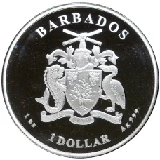 Монета 1 доллар 2022 года Барбадос — Карибское серебро — Пеликан (реверс)