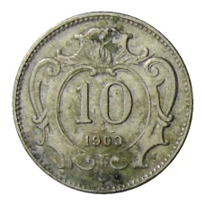Монета 10 геллеров 1909 года Австрия (аверс)