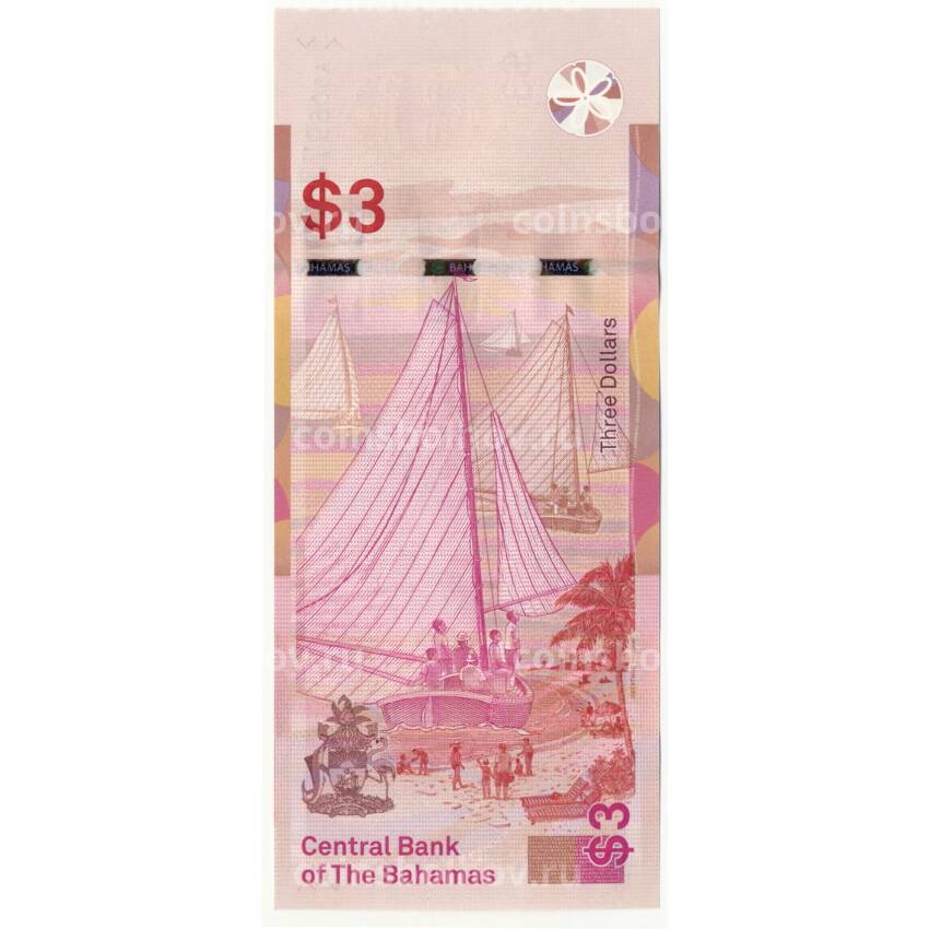 Банкнота 3 доллара 2019 года Багамские Острова (вид 2)