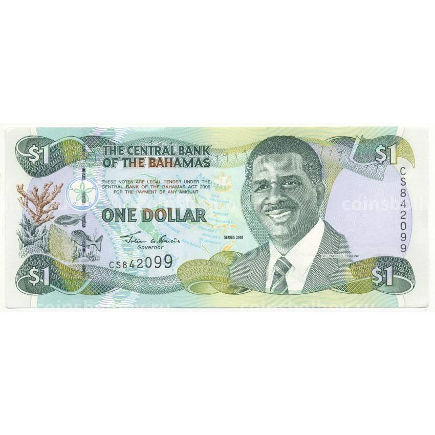 Банкнота 1 доллар 2001 года Багамские Острова