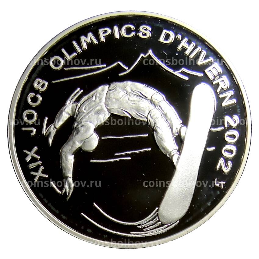 Монета 10 динеро 2002 года Андорра —  XIX зимние Олимпийские Игры, Солт-Лейк-Сити 2002