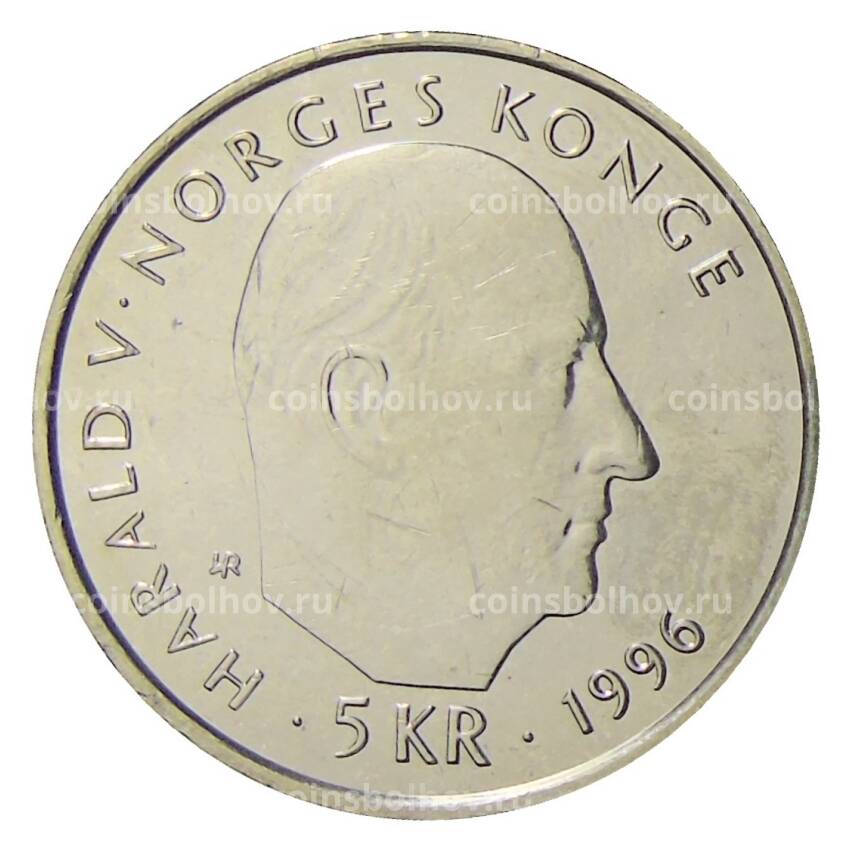 Монета 5 крон 1996 года Норвегия —  100 лет Норвежской полярной экспедиции Нансена (вид 2)