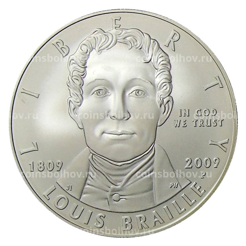 Монета 1 доллар 2009 года P СШA — 200 лет со дня рождения Луи Брайля