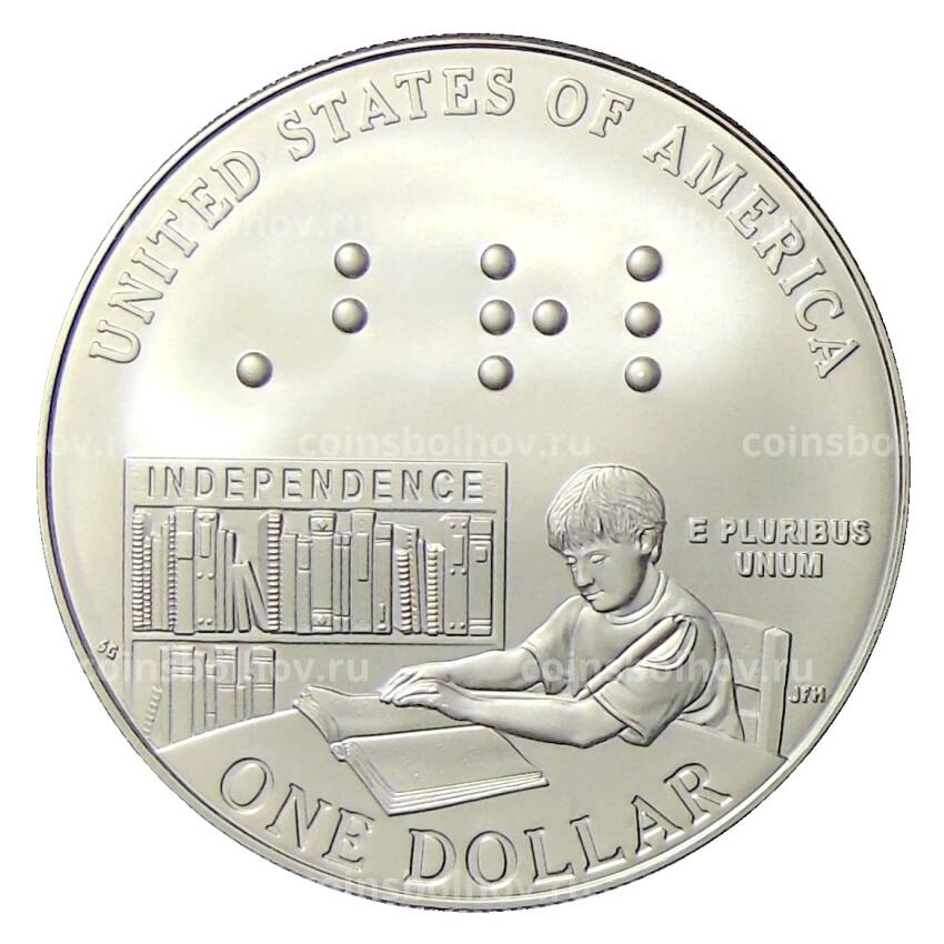 Монета 1 доллар 2009 года P СШA — 200 лет со дня рождения Луи Брайля (вид 2)