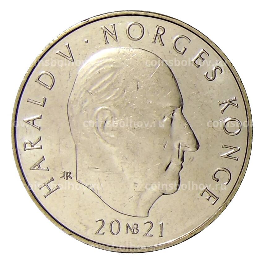 Монета 20 крон 2021 года Норвегия —  250 лет со дня рождения Ханса Нильсена Хауге (вид 2)