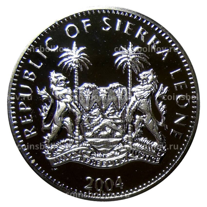 Монета 10 долларов 2004 года Сьерра-Леоне —  Чемпионат мира по футболу 2006, Германия (вид 2)
