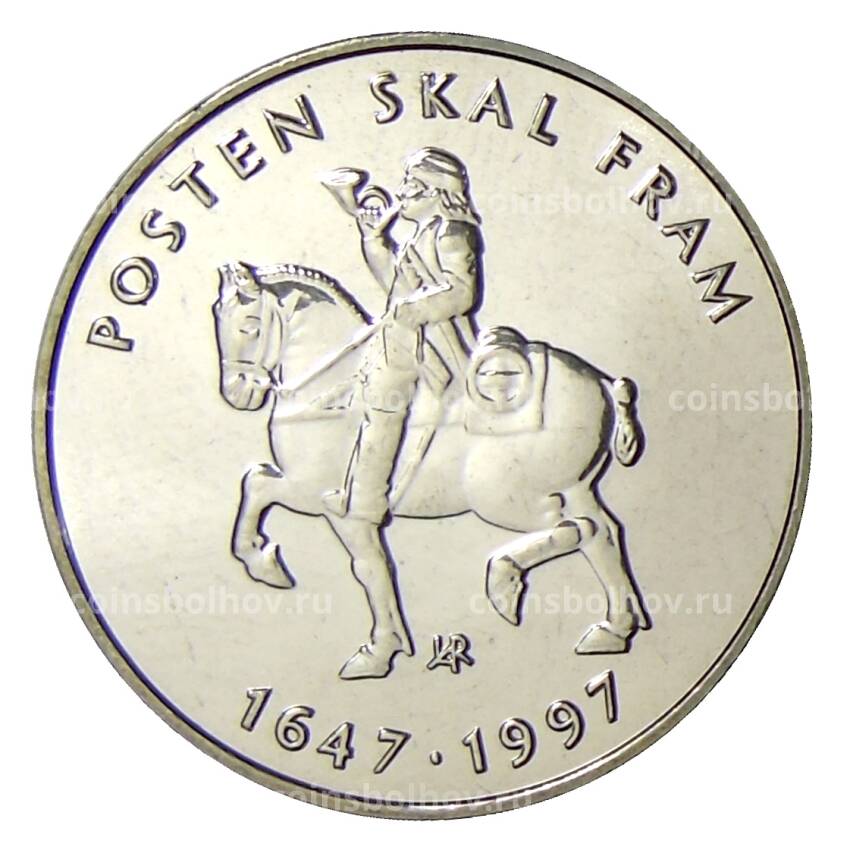 Монета 5 крон 1997 года Норвегия — 350 лет Норвежской почтовой службе