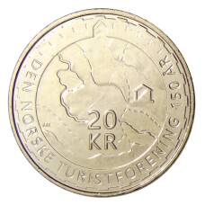Монета 20 крон 2018 года Норвегия — 150 лет норвежской треккинговой ассоциации (аверс)