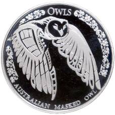 Монета 5 долларов 2022 года Токелау  «Совы — Австралийская Сипуха» (аверс)
