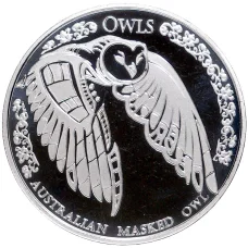 Монета 5 долларов 2022 года Токелау  «Совы — Австралийская Сипуха» (аверс)