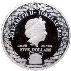 Монета 5 долларов 2022 года Токелау  «Совы — Австралийская Сипуха» (реверс)