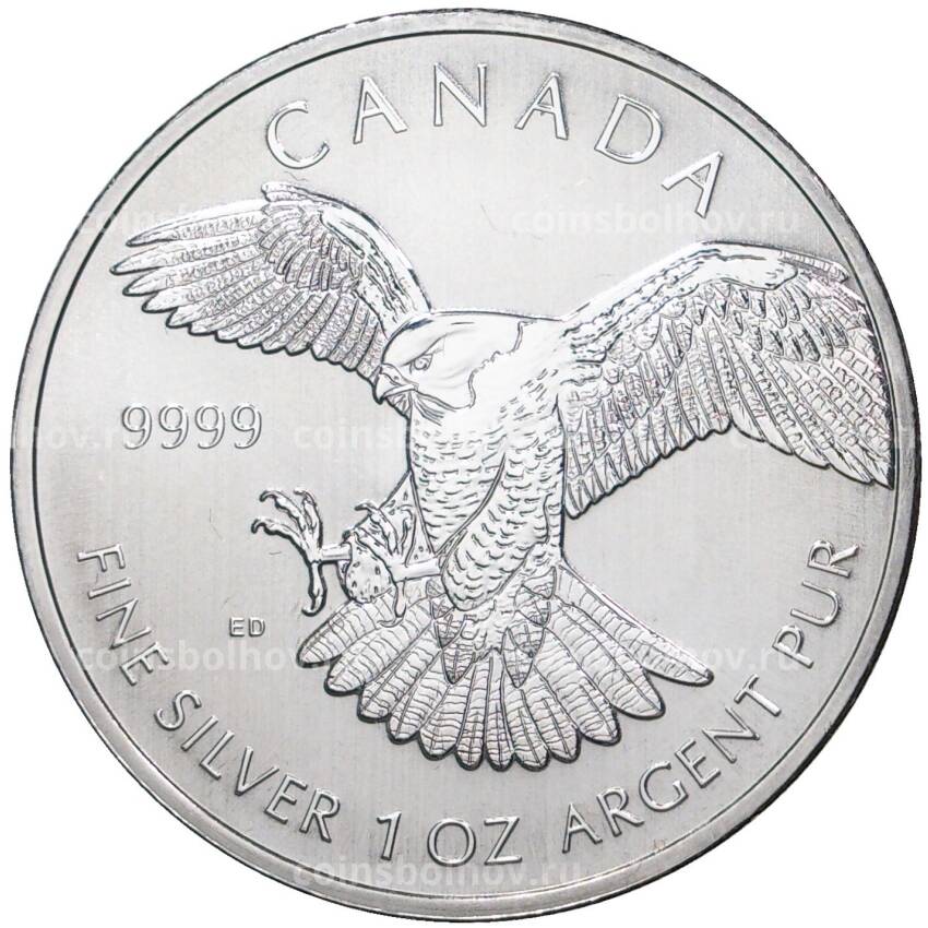 Монета 5 долларов 2014 года Канада —  Хищные птицы — Сапсан