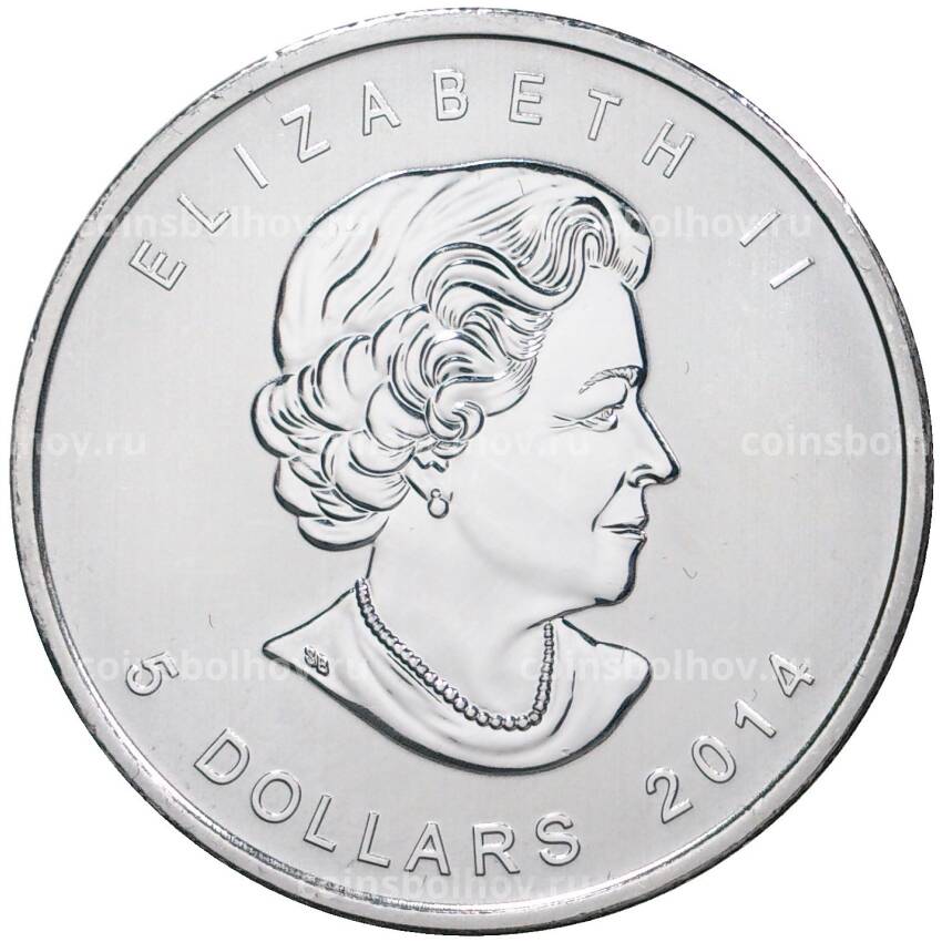 Монета 5 долларов 2014 года Канада —  Хищные птицы — Сапсан (вид 2)
