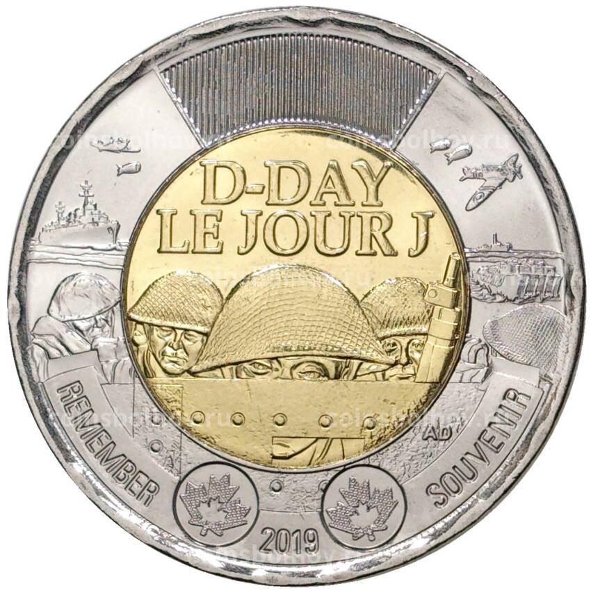 Монета 2 доллара 2019 года Канада —  75 лет высадке союзников в Нормандии