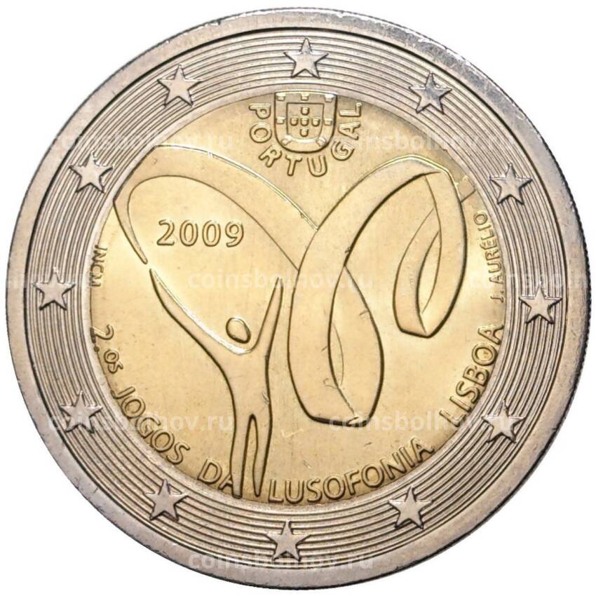 Монета 2 евро 2009 года Португалия —  Португалоязычные игры 2009
