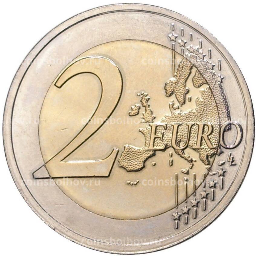 Монета 2 евро 2015 года Латвия —  Вымирающие виды — Чёрный аист (вид 2)