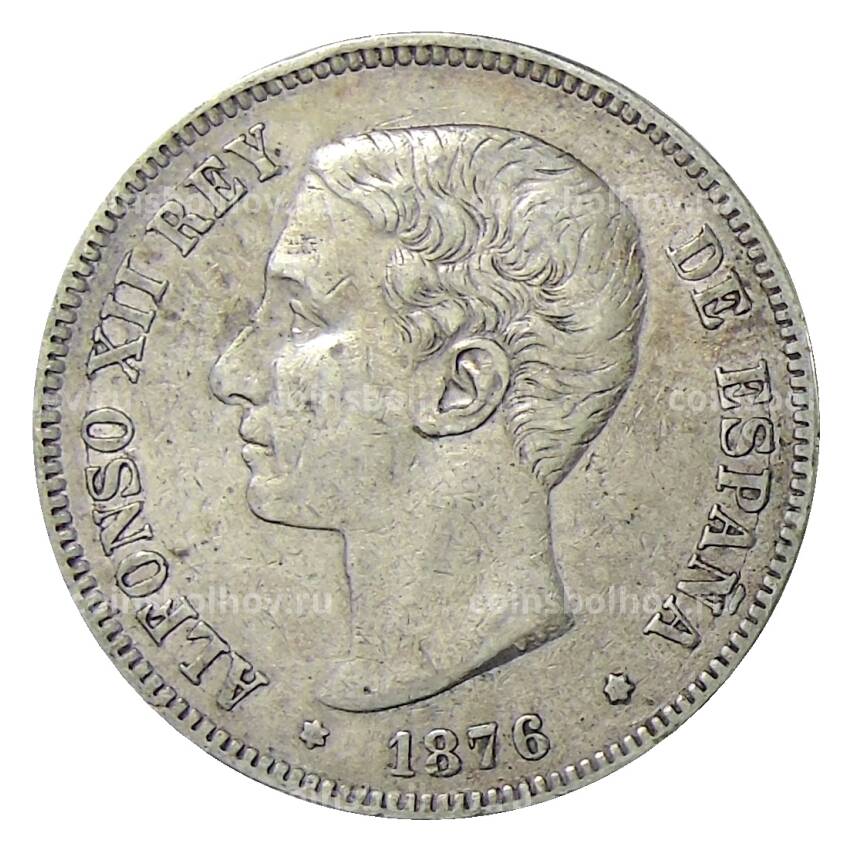 Монета 5 песет 1876 года Испания