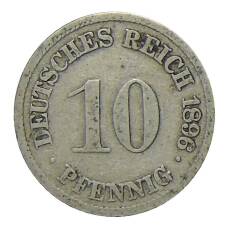 Монета 10 пфеннигов 1896 года F Германия (аверс)