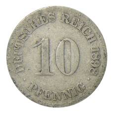 Монета 10 пфеннигов 1898 года J Германия (аверс)