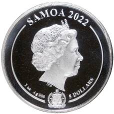 Монета 5 долларов 2022 года Самоа —  Looney Tunes — Daffy Duck (реверс)