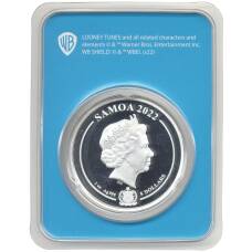 Монета 5 долларов 2022 года Самоа —  Looney Tunes — Bugs Bunny (Цветное покрытие) в блистере (реверс)