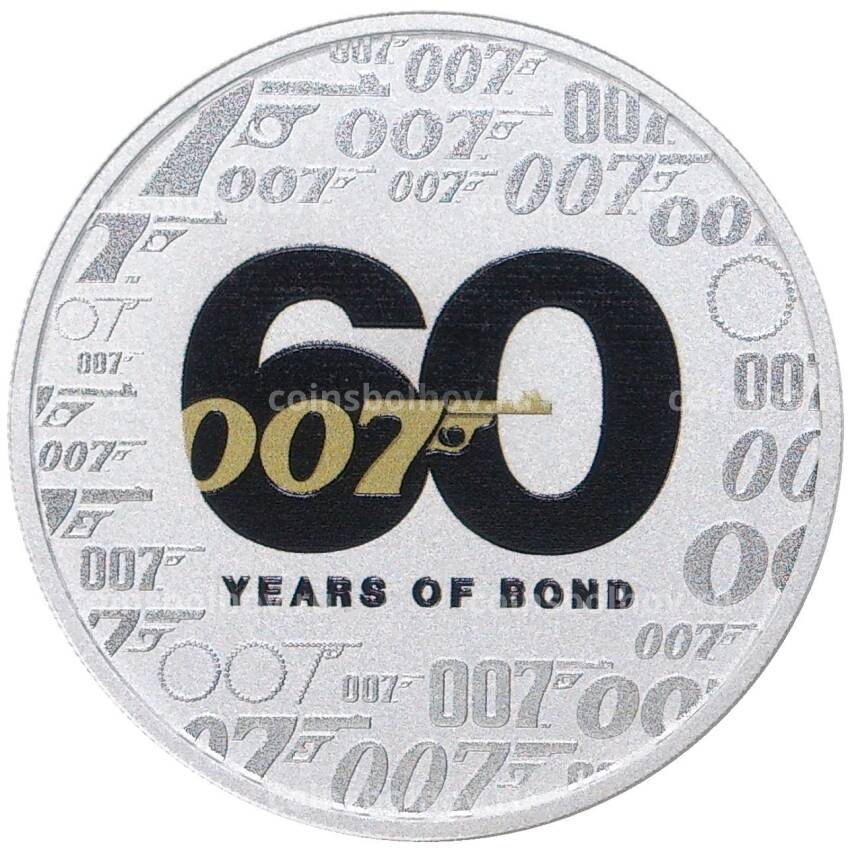 Монета 1 доллар 2022 года Тувалу «Джеймс Бонд — Агент 007 (60-летие выхода первого фильма)» (Цветное покрытие)