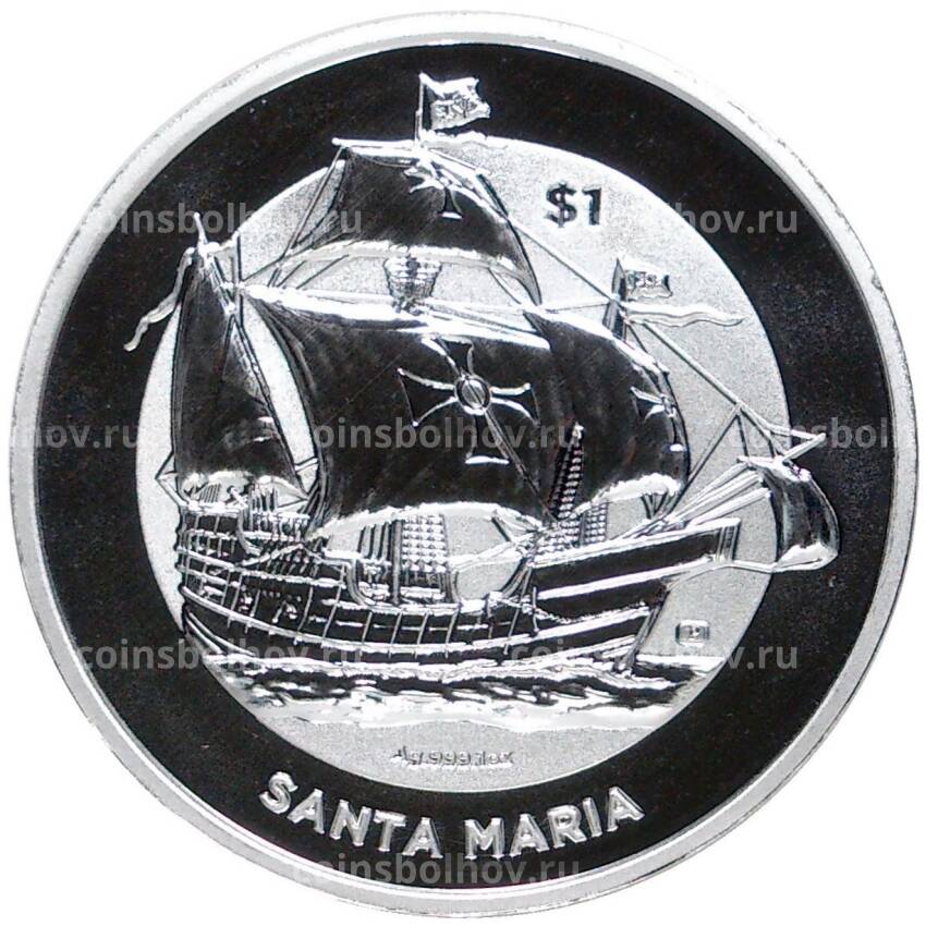 Монета 1 доллар 2022 года Британские Виргинские острова — Парусник Санта-Мария