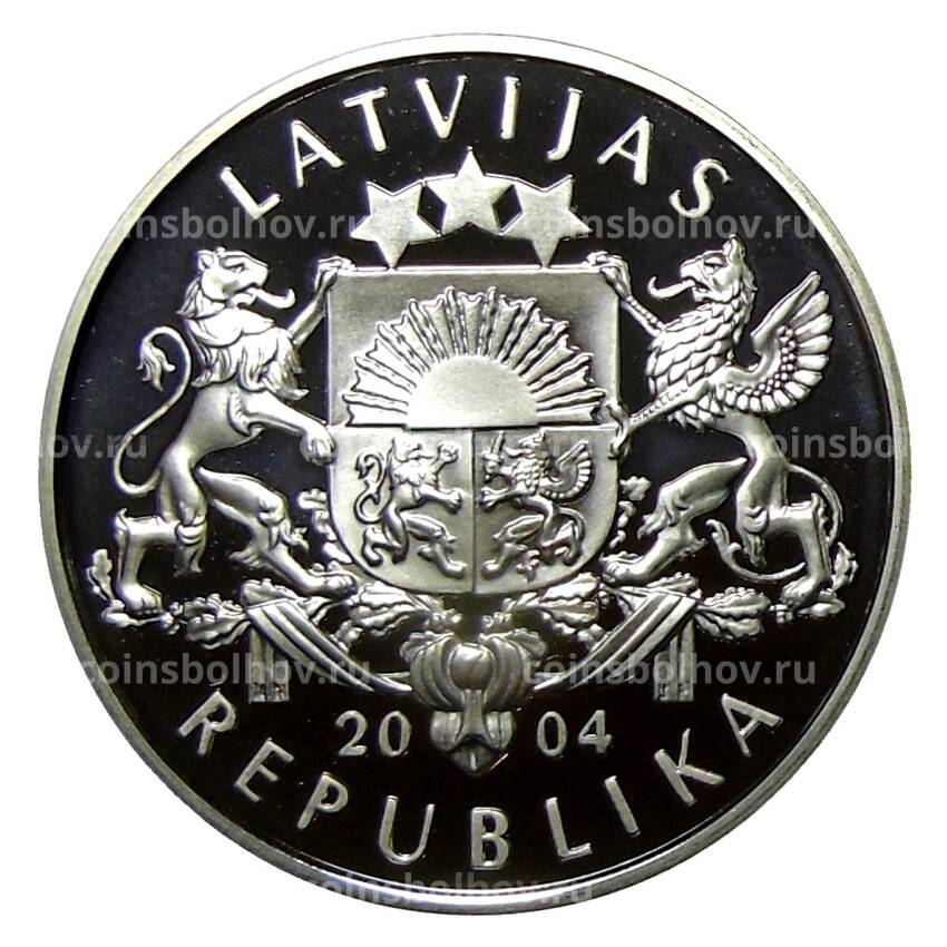 Монета 1 лат 2004 года Латвия —  Чемпионат мира по футболу 2006 (вид 2)