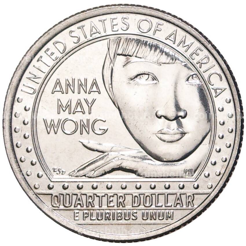 Монета 1/4 доллара (25 центов) 2022 года D США «Американские женщины — Анна Мэй Вонг»