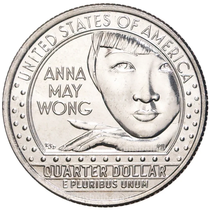 Монета 1/4 доллара (25 центов) 2022 года D США «Американские женщины — Анна Мэй Вонг»
