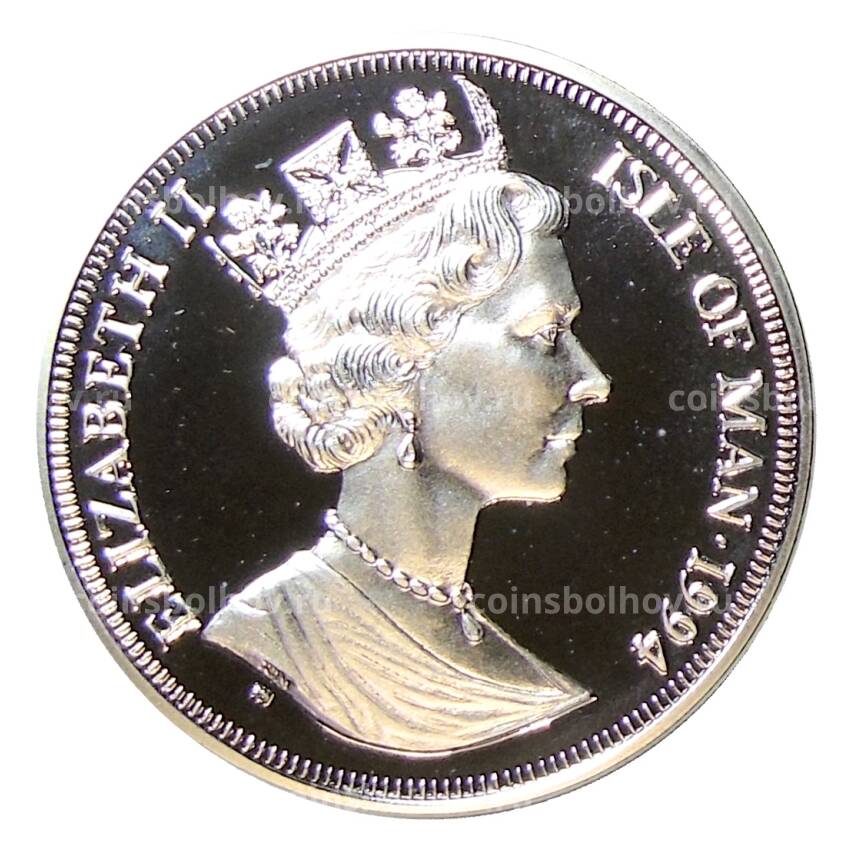 Монета 1 крона 1994 года Остров Мэн —  50 лет высадке в Нормандии 6 июня. Бернард Монтгомери (вид 2)