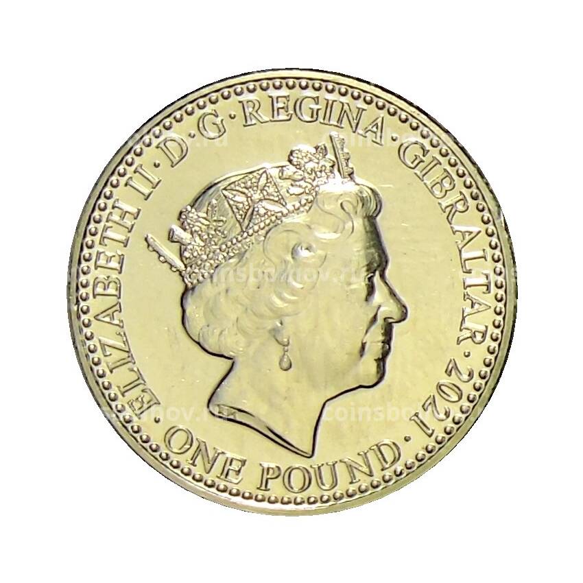 Монета 1 фунт 2021 года Гибралтар —  95 лет со дня рождения Королевы Елизаветы II (вид 2)
