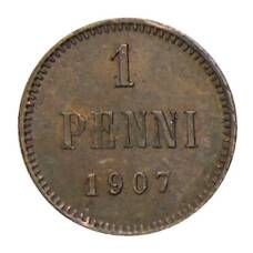Монета 1 пенни 1907 года Русская Финляндия (аверс)